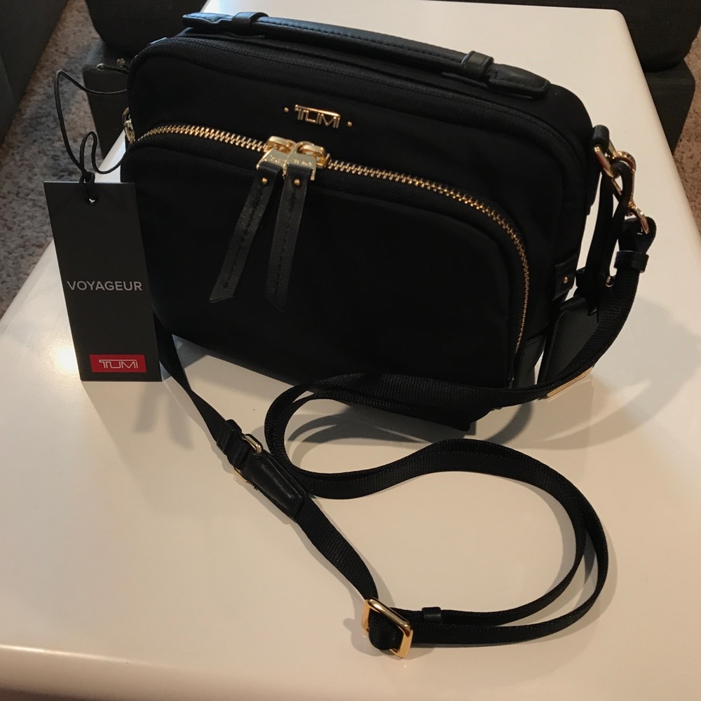 TUMI Luanda Flight Bag - Black w/gold accents